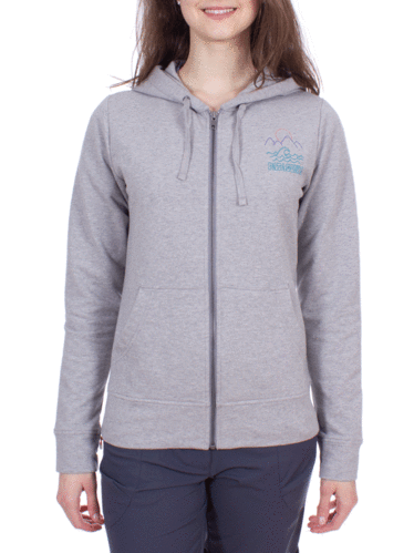 Patagonia Dames Midweight Phone Home Sweatshirt (Mountain Sea Doodle: Feather Grey)