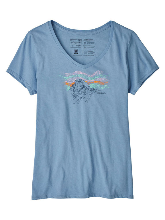 Patagonia Women\'s Raindrop T-Shirt Shirt Blue) Organic V-Neck Peak (Railroad