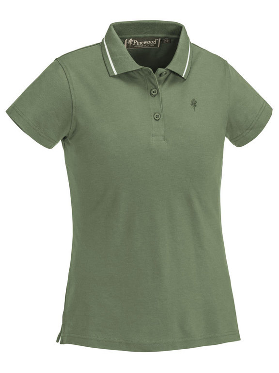 Pinewood Women's Outdoor Life Polo-Shirt (Mid Green) Cotton
