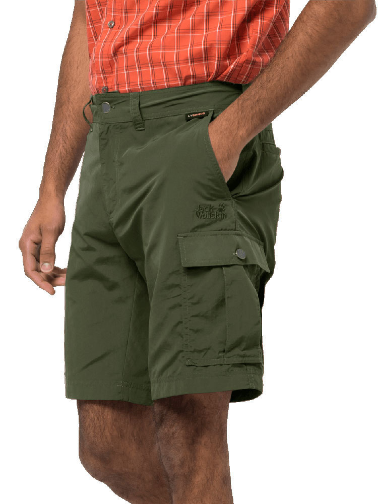 Jack Wolfskin Men\'s Canyon Cargo Shorts (Greenwood) Nylon Shorts Supplex